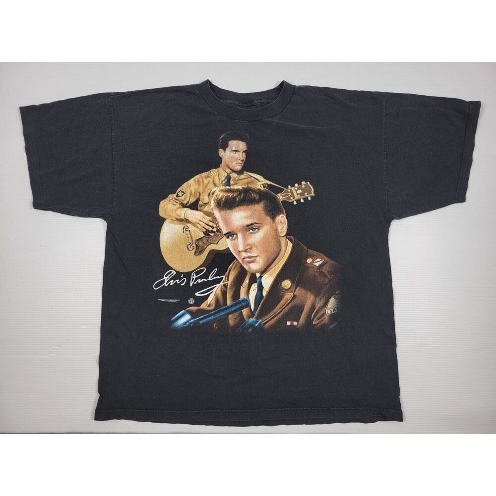 Vintage 90s Trinity Elvis Presley Military Uniform Shirt Size XXL 2XL Black